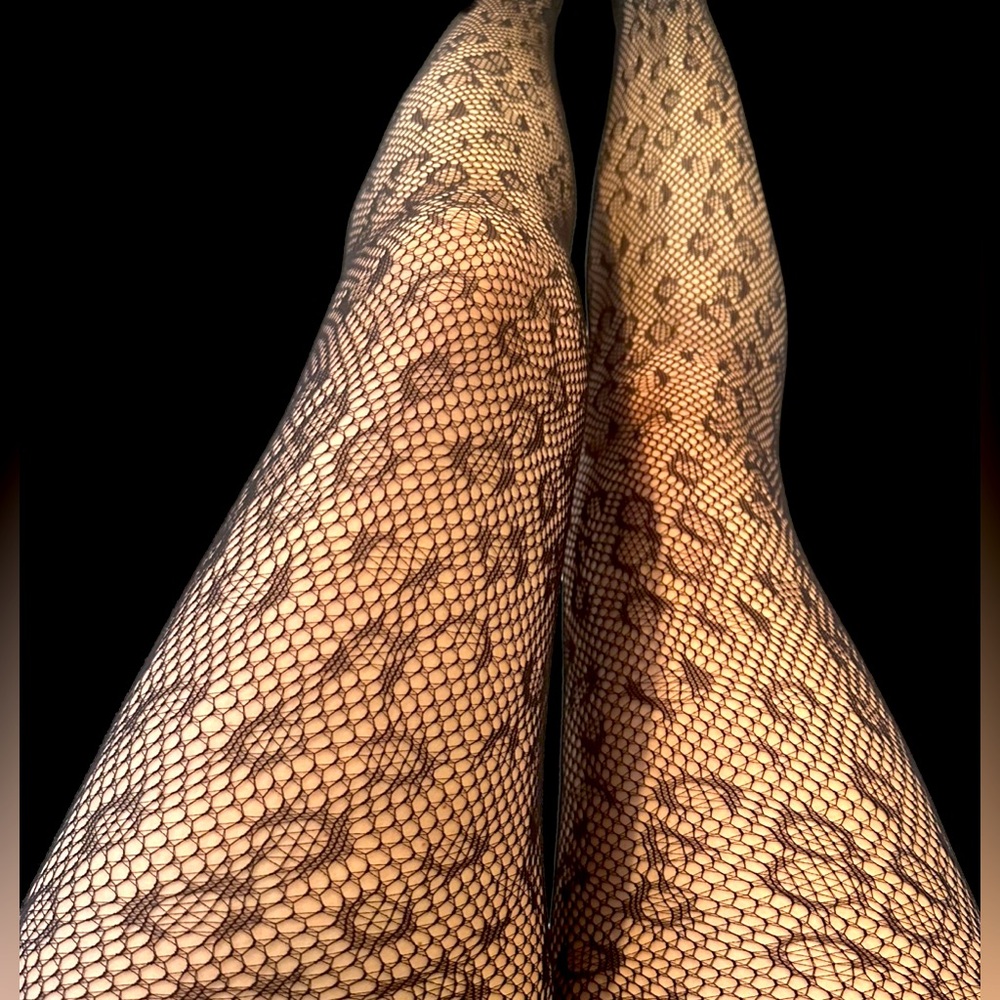 Fishnet Leopard Print Stockings New Footed One Size